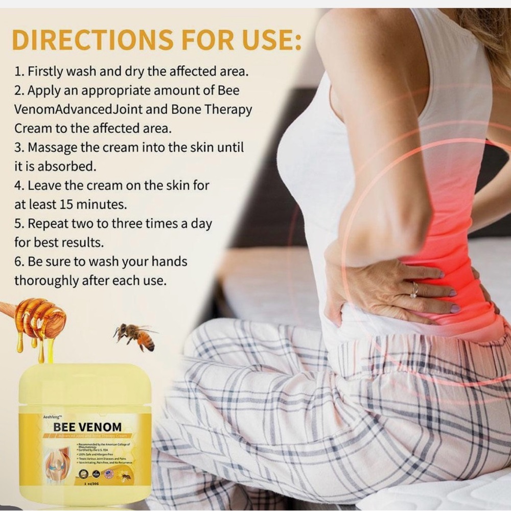 NIB ‘BEE VENOM’ Therapeutic Cream For Advanced Joint & Bone Therapy - Picture 10 of 14